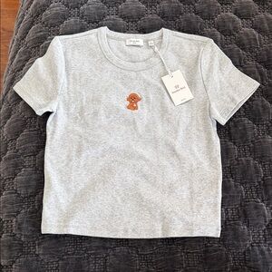 Aritizia Gray tee Shirt Best Hug Dog Embroidery size Small NWT